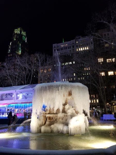 Frozen Bryant Park Fountain - A Symbol of Winter in NYC