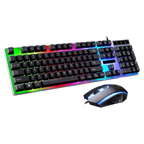 DOOSL Gaming Keyboard And Mouse Set Rainbow LED Wired USB Keyboard And Mouse For PC PS3 PS4 Xbox ...