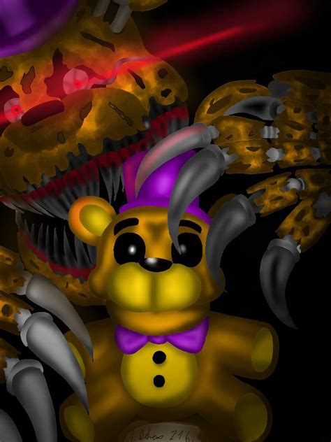 Fredbear Plush and Nightmare Fredbear Poster | Five Nights At Freddy's Amino