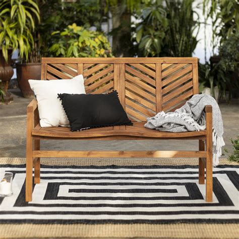 Manor Park Wood Outdoor Loveseat with Chevron Design, Brown - Walmart ...