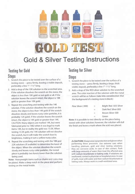 Gold Silver Testing Kit 5 bottles Touchstone