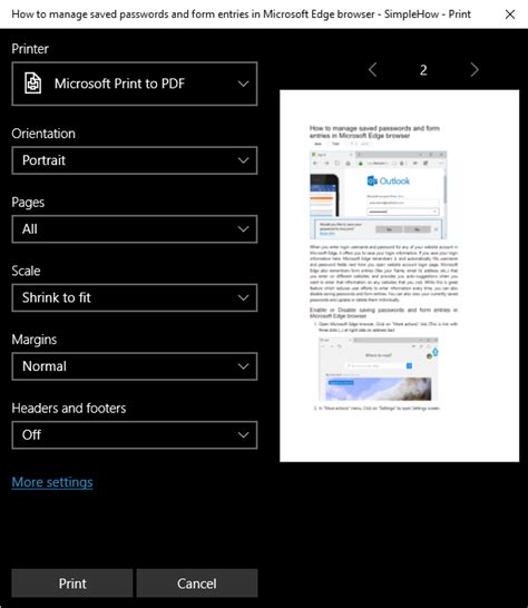 How to print webpage in Microsoft Edge browser - SimpleHow