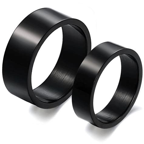 Personalized Black Couple Rings For Men & Women Wedding Promise Bands ...