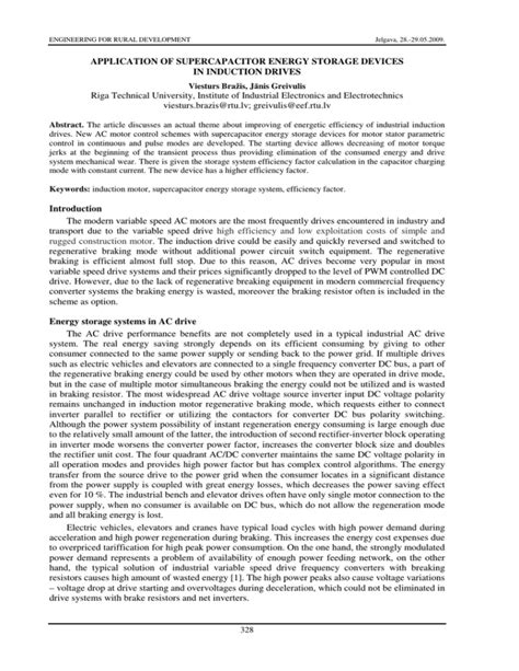 APPLICATION OF SUPERCAPACITOR ENERGY STORAGE