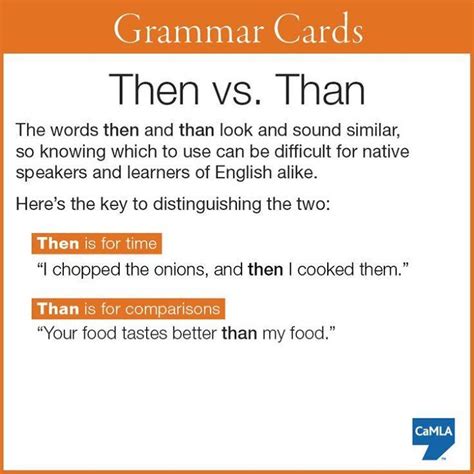 English Grammar - Than vs. Then - Know the difference! https://www ...