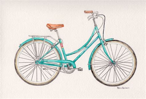 Bicycle Watercolor Print, Blue Bike Painting, Vintage Bicycle Art ...