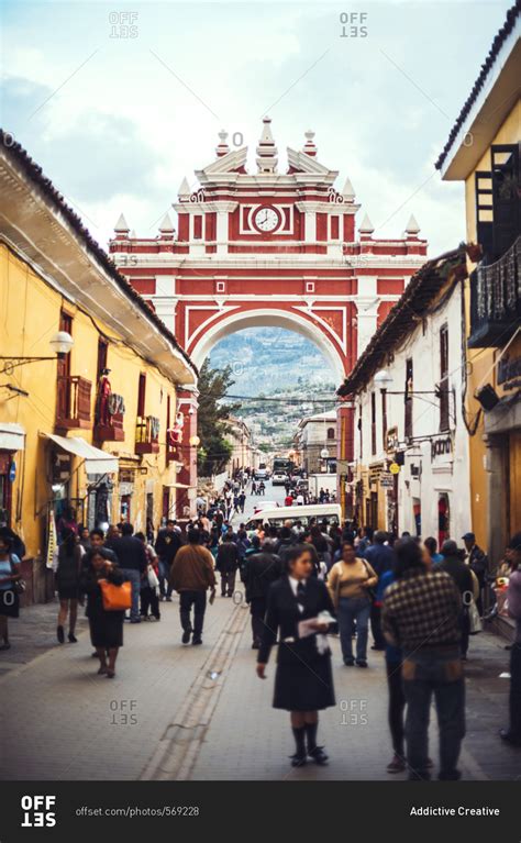 AYACUCHO, PERU - DECEMBER 30, 2016: A crowd of native people walking in ...