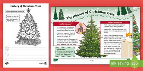 History of the Christmas Tree Fact File and Mindfulness Colouring Activity