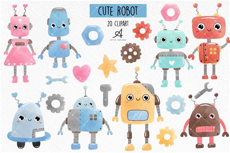 Cute Robot Clipart, Robot Clipart Graphic by ArvinDesigns · Creative ...