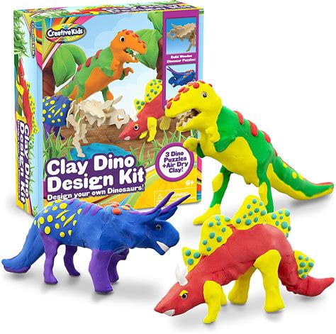 Buy Creative Kids Build 3 Dinosaur Figures with Modeling Clay Craft Kit 28 Pieces Online at ...