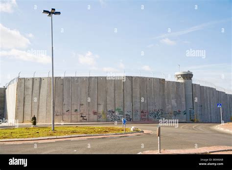 Israel-Palestine wall, border between Bethlehem, West Bank and Jerusalem, seen from the ...