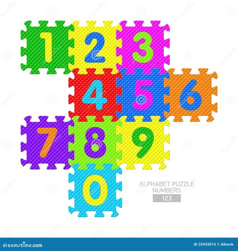 Alphabet puzzle - numbers stock vector. Illustration of font - 35943014