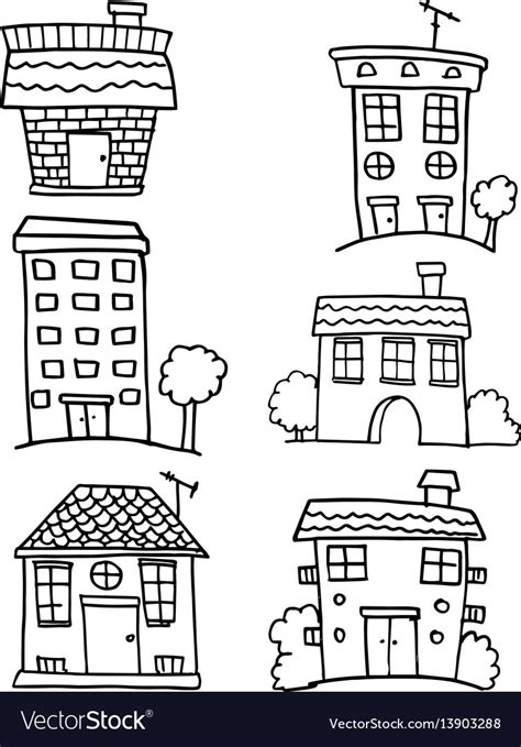 Doodle of house set Royalty Free Vector Image - VectorStock