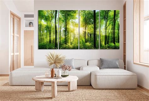 Forest Wall Art Canvas Forest Tree Art Prints Forest Sun Painting ...