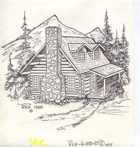 Wooden Cabin Drawing ~ Beautiful Scenery Drawing With Pencil : This ...