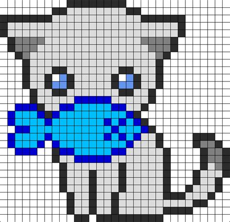 Cute Fishy Kitty Perler Bead Pattern | Bead Sprites | Animals Fuse Bead Patterns