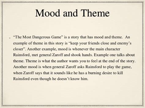 3rd hour "The Most Dangerous Game" Analysis