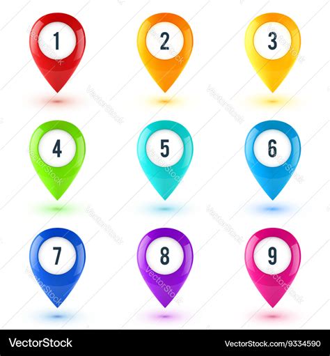 Colorful map point symbols set Royalty Free Vector Image