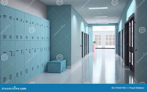 Blue Lockers Cabinets Furniture in a Locker Room at School or ...