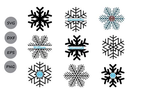 Snowflake SVG Cut File, Snowflake Monogram Svg, Snowflakes Svg, Snowflake Clipart, Snowflake ...