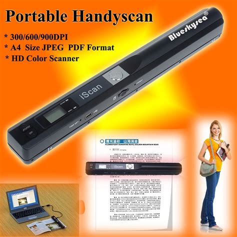 ISCAN01 Portable A4 Document Scanner 24 Bit USB 900dpi Handheld For Book JPG/PDF File Image ...