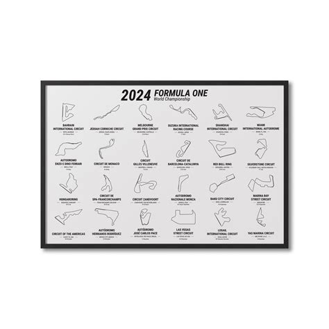 Formula 1 2024 Calendar / Formula 1 2024 Season Tracks Print / - Etsy