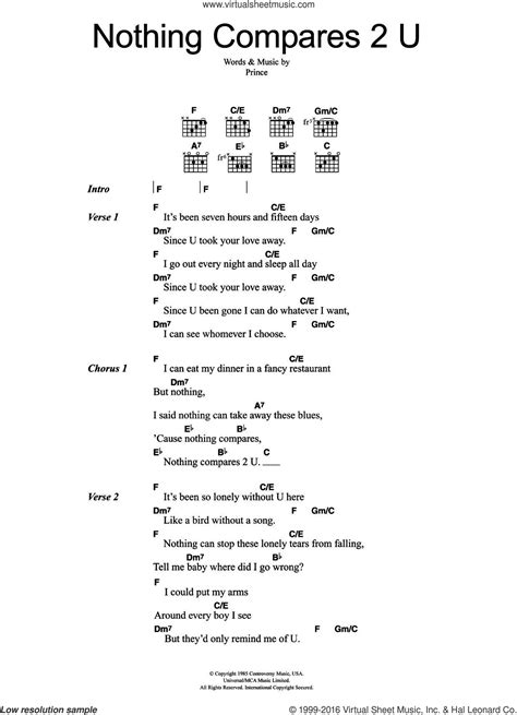 Nothing Compares 2 U sheet music for guitar (chords) (PDF)