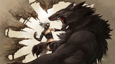 Vampires vs Werewolves Werewolf Fight Drawing HD wallpaper | creative ...