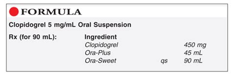 Clopidogrel 5 mg/mL Oral Suspension