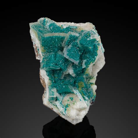 Dioptase, Calcite: Tsumeb mine, Tsumeb, Namibia – Persson Rare Minerals