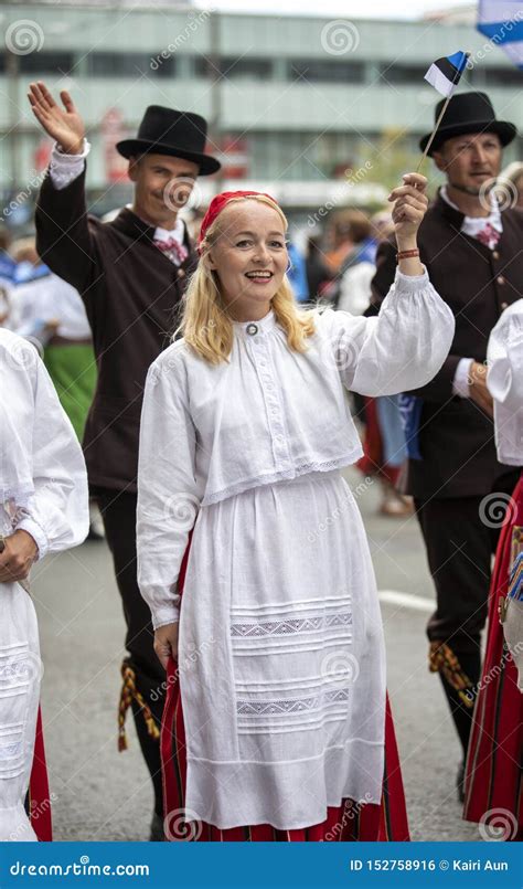 Estonian People in Traditional Clothing Walking the Streets of Tallinn Editorial Photo - Image ...