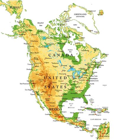 Political and Physical Map of North America | North America Flags ...