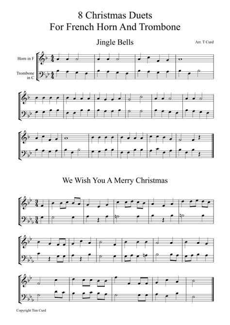 8 Christmas Duets For Horn In F And Trombone In C by Traditional