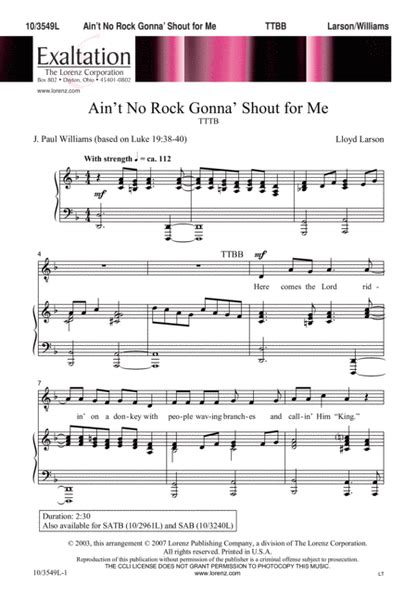  Ain't No Rock Gonna' Shout For Me by Lloyd Larson