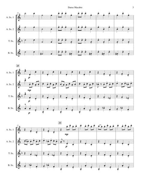  Danse Macabre For Saxophone Quartet (SATB Or AATB) by Camille Saint-Saens