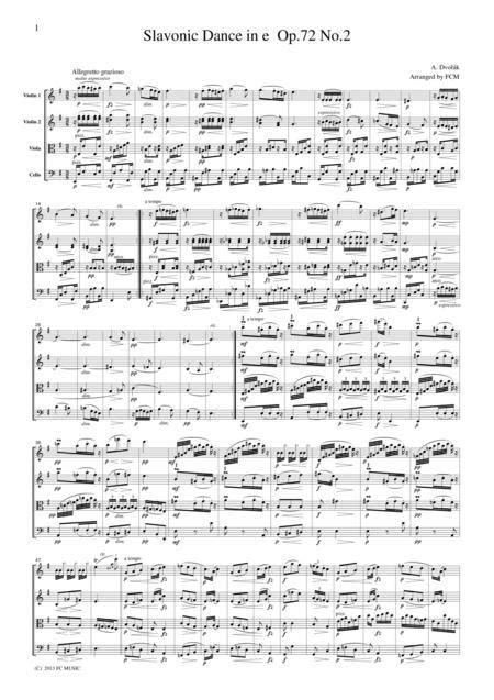  Dvorak  Slavonic Dance Op.72, No.2, For String Quartet, CD206 by Antonin Dvorak