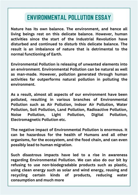 Short Essay on Environmental Pollution