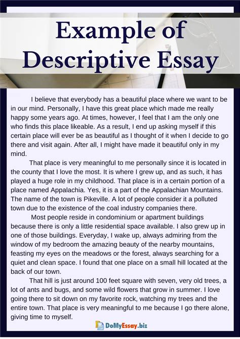 third person descriptive essay example