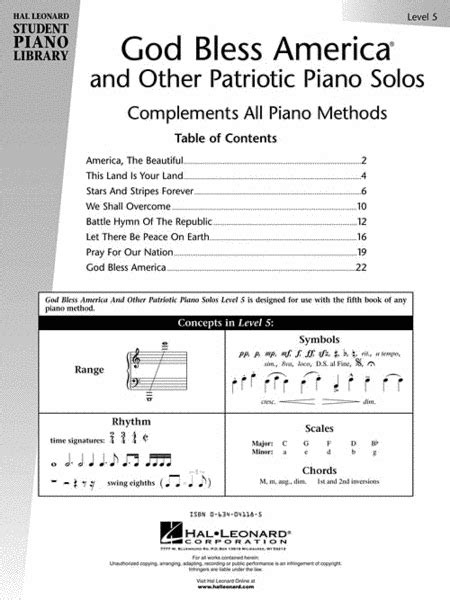  God Bless America And Other Patriotic Piano Solos - Level 5 by Mona Rejino