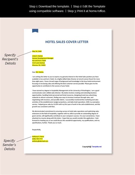 cover letter hotel sales