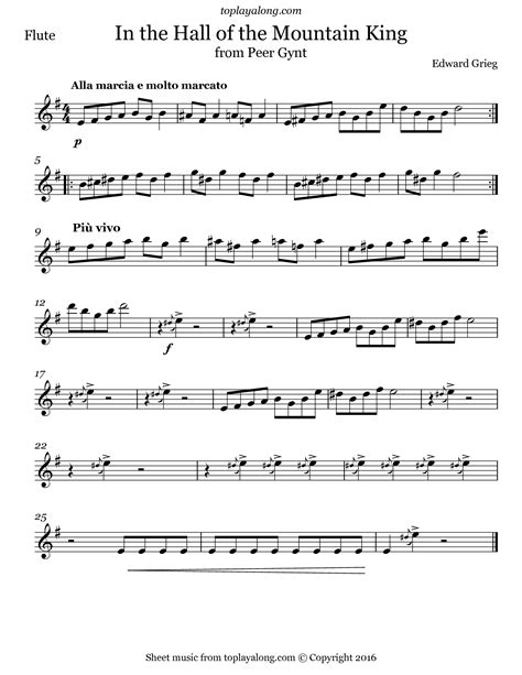 In The Hall Of The Mountain King Flute And Oboe Duet-Score And Parts