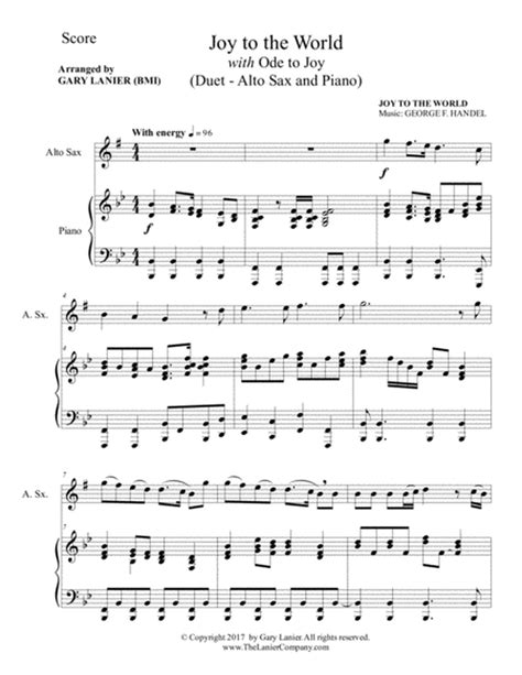  JOY TO THE WORLD With ODE TO JOY (Alto Sax With Piano & Score/Part) by GEORGE FREDRICK HANDEL, LUDWIG VAN BEETHOVEN