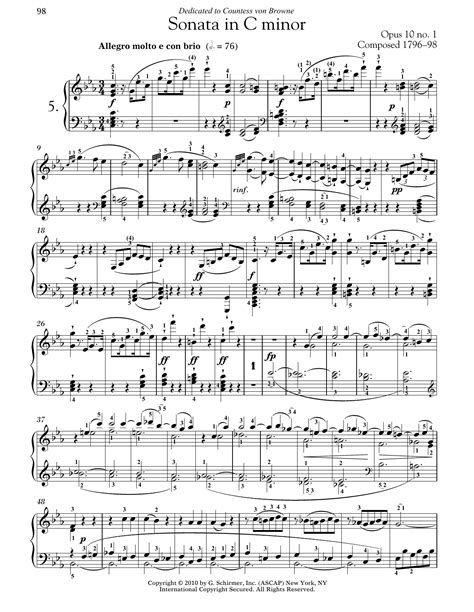  Piano Sonata No. 5 In C Minor, Op. 10, No. 1 by Ludwig Van Beethoven