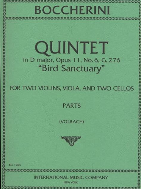  Quintet In D Major (Bird Sanctuary) (With 2 Cellos) by Luigi Boccherini