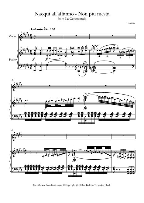  Rossini-Non,più Mesta,from 'La Cenerentola',in E Major,for Voice And Piano by Gioachino Rossini