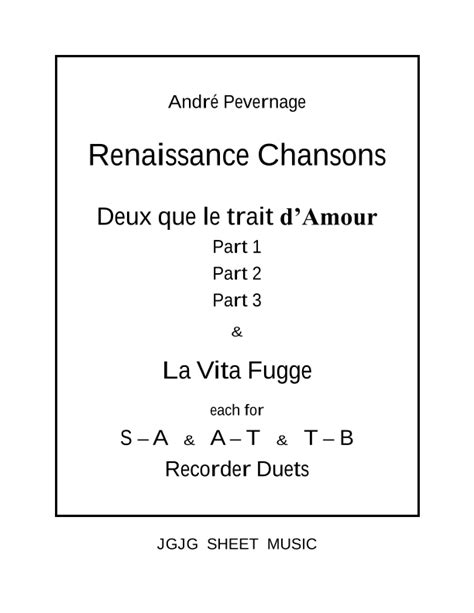  Two Renaissance Chansons For Recorder Duets by Andre Pevernage