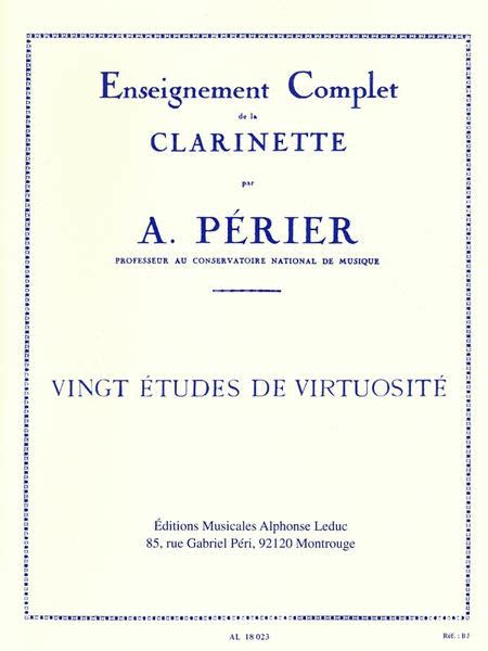  Vingt Etudes De Virtuosite Pour Clarinette by Auguste Pé