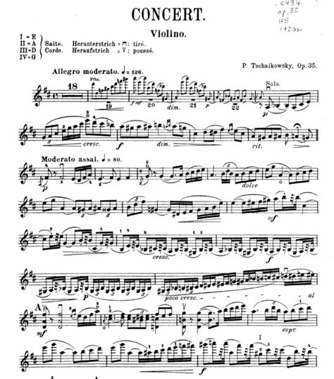  Violin Concerto In D Major Op. 35 by Peter Ilyich Tchaikovsky