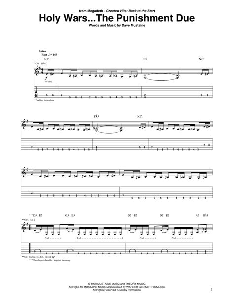 Free Sheet Music Holy Wars The Punishment Due Demo Megadeth