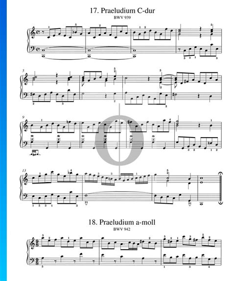 Free Sheet Music Prelude In A Minor Bwv 942 Diane Hidy
